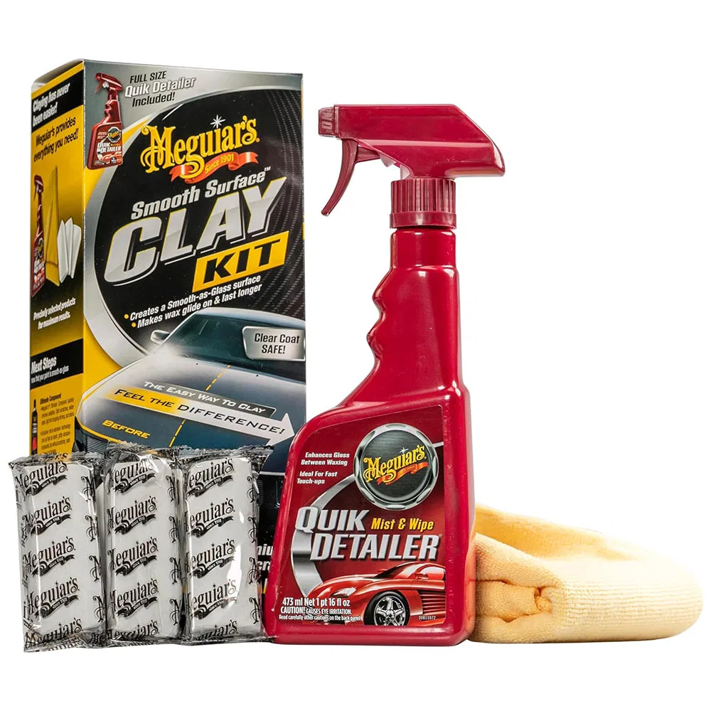 G191700 – MEGUIARS WAX Paint Cleaner, Clay Bar With Three 60 Gram Premium Clay Bars/ 16 Ounce Quick Detailer/ 16 Inch...
